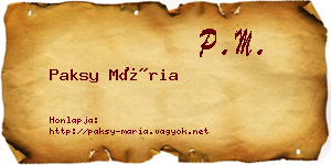 Paksy Mária névjegykártya