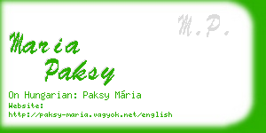 maria paksy business card